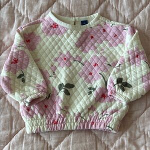 Old Navy Floral Pink and White Toddler 2T Quilted Sweatshirt